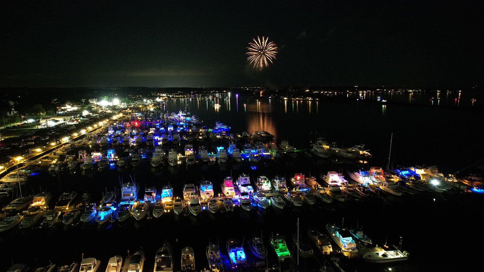 Cedar Island Marina at night